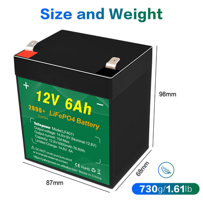 موتور سیکلت 12.8v 12v 6ah Lifepo4 بسته باتری سازندگان سیستم هشدار خورشیدی