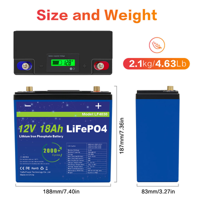 10 ساعت 15 ساعت 18 ساعت 22 ساعت باتری قابل شارژ Lifepo4 باتری 12 ولت Lifepo4 Ebike