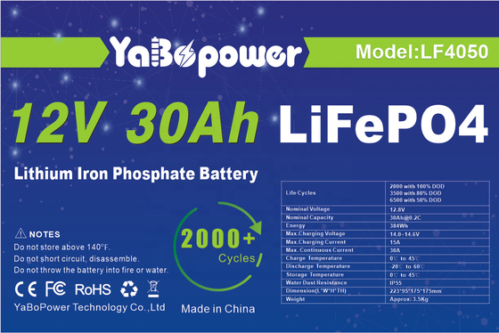باتری قابل شارژ 24 ولت 24 ولت 30 ساعت Lifepo4 باتری سیکل عمیق 15A 32700