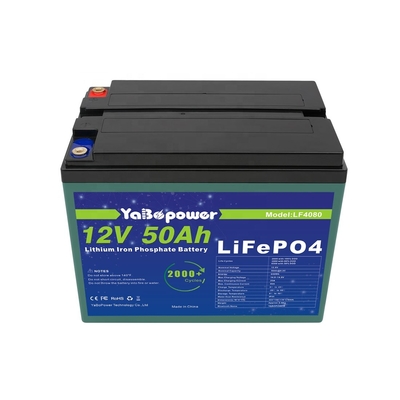 بسته باتری قابل شارژ 12 ولت 50 ساعت Lifepo4 2000 چرخه عمیق