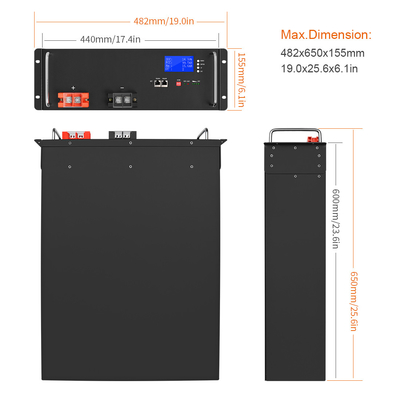 باتری UPS Lifepo4 48v50ah 48v 30h ذخیره انرژی خورشیدی لیتیوم یون