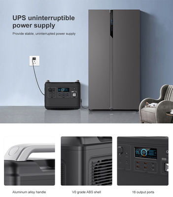 نیروگاه قابل حمل LiFePO4 برای تهویه مطبوع یخچال خانگی 2000w Lifepo4 Ups ژنراتور خورشیدی