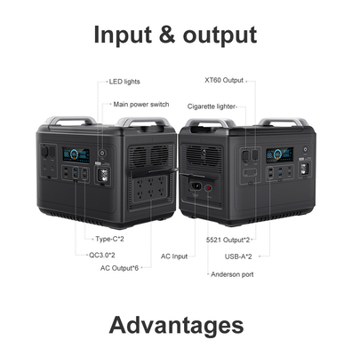 نیروگاه قابل حمل لیتیوم یو پی اس Lifepo4 Solar 2000W 1000 وات دو طرفه Quick