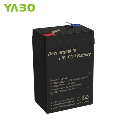 6.4V 4.5Ah 6v 5Ah چرخه عمیق باتری LiFePO4 روشنایی قابل شارژ