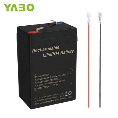 6.4V 4.5Ah 6v 5Ah چرخه عمیق باتری LiFePO4 روشنایی قابل شارژ