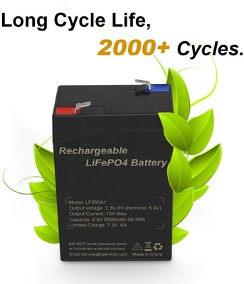 6.4V 4.5Ah 6v 5Ah چرخه عمیق باتری LiFePO4 روشنایی قابل شارژ