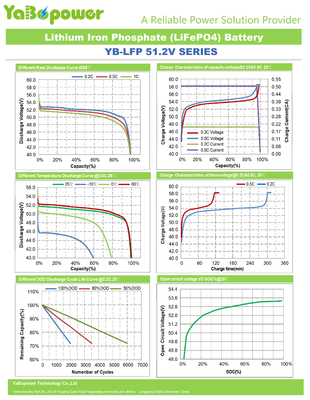 باتری 51.2 V 100 ساعت Lifepo4 سفارشی برای ذخیره انرژی خورشیدی دریایی و RV