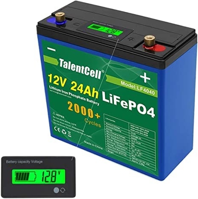 بسته باتری لیتیومی 12 ولت 24 ساعته Lifepo4 با ظرفیت قابل شارژ با نمایشگر LCD