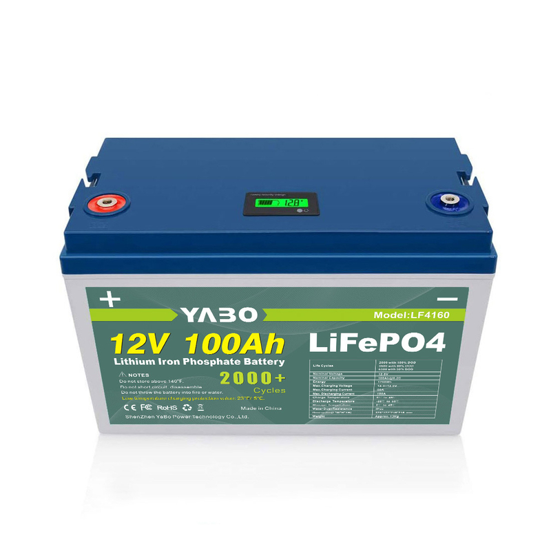 YABO قایق خورشیدی قابل شارژ لیتیومی قابل شارژ قایق گلف موتور سیکلت گلف RV LiFePO4 باتری ذخیره انرژی 12 ولت 100 آمپر ساعت